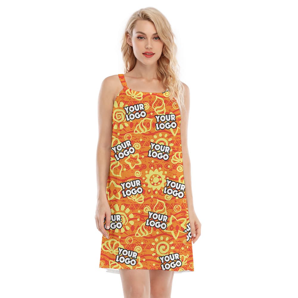 Custom Logo Orange Cami Dress For Women1