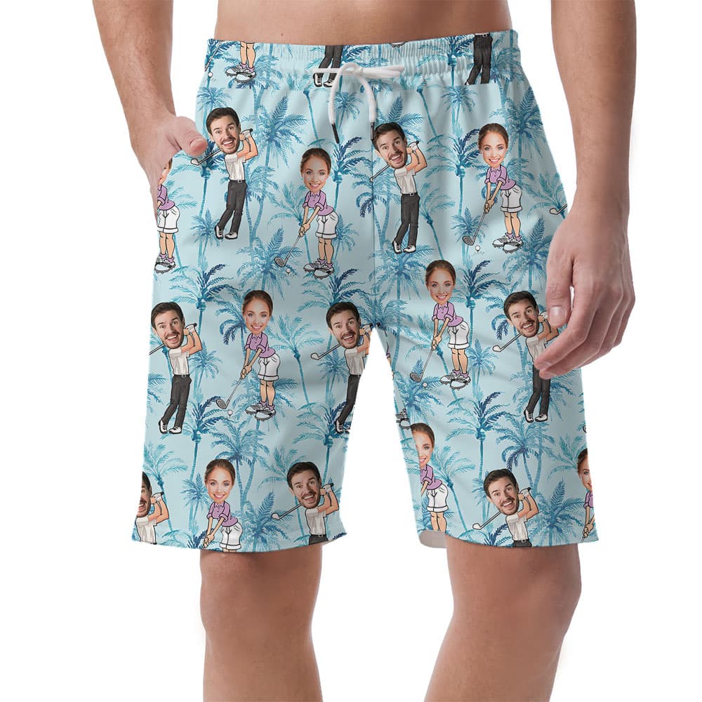 Custom Multiple Faces Golf Hawaiian Shorts1
