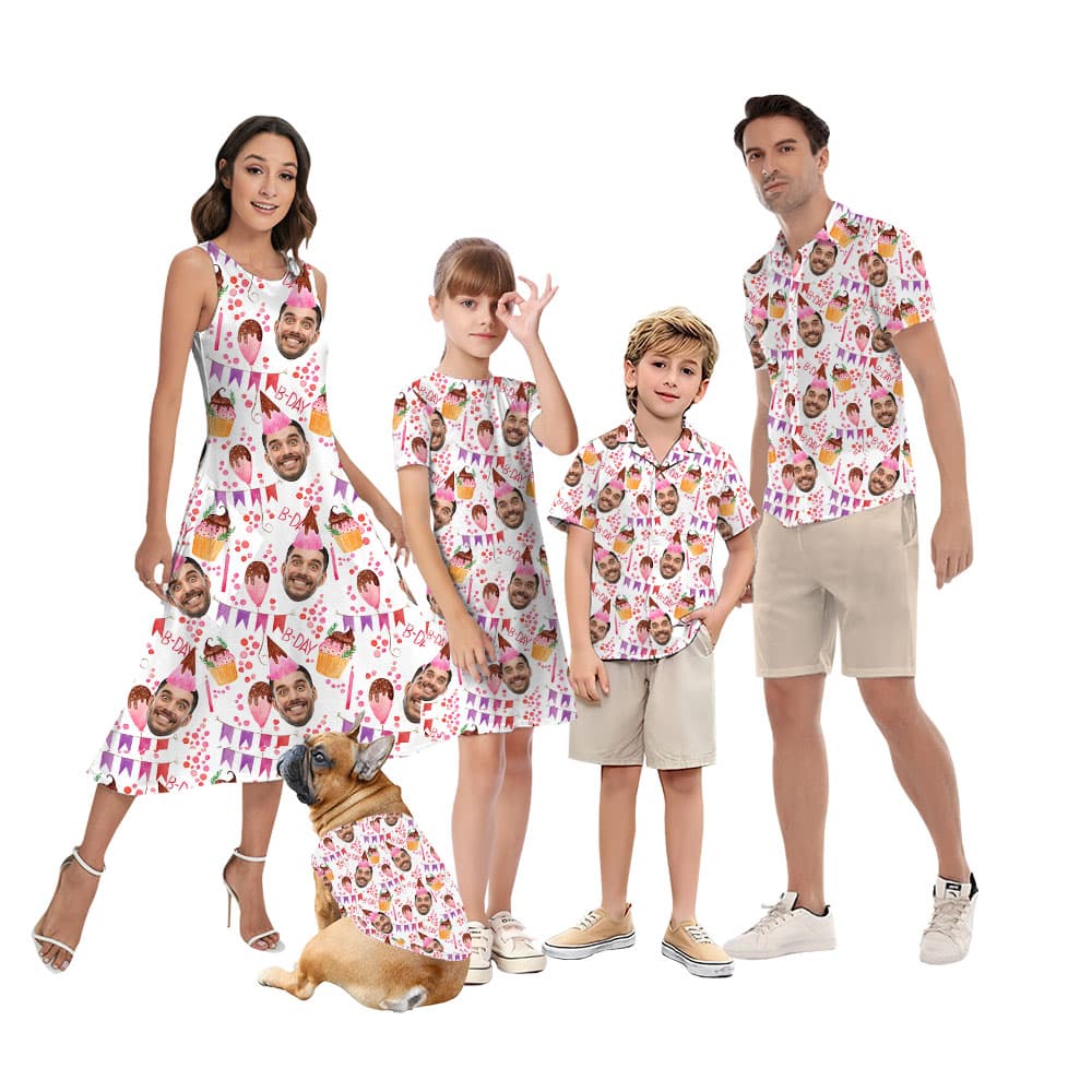 Custom Photo Birthday Matching Aloha Shirts1