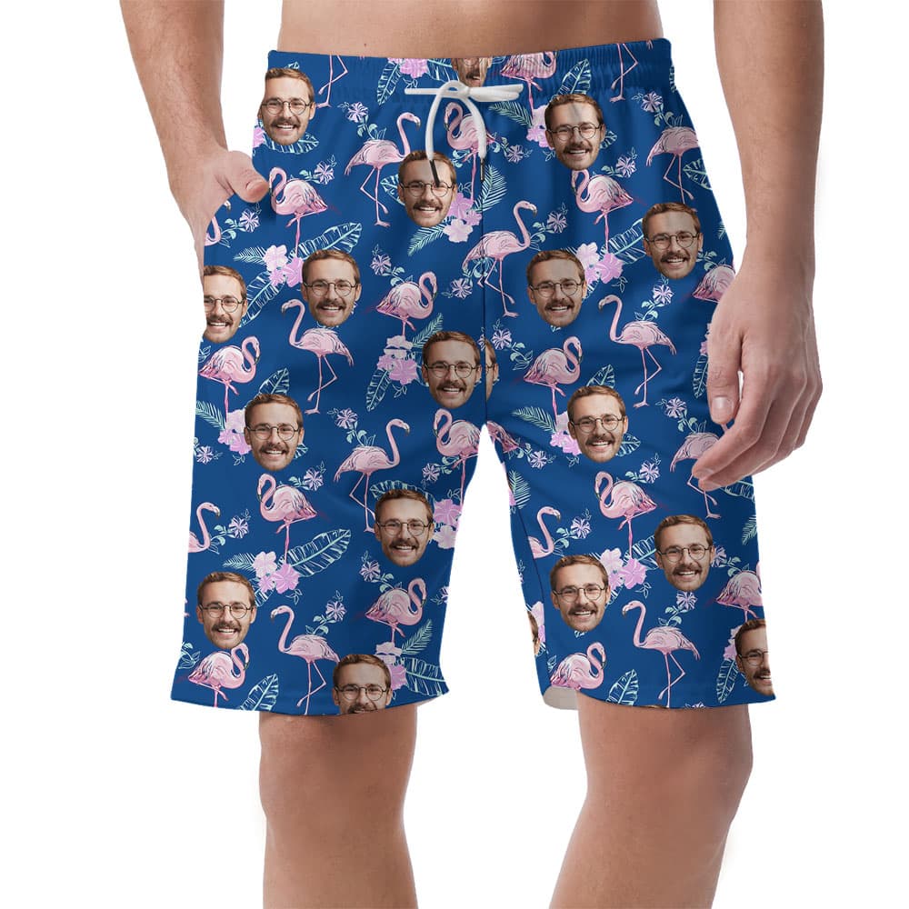 Custom Photo Flamingo Men’s Hawaiian Shorts1