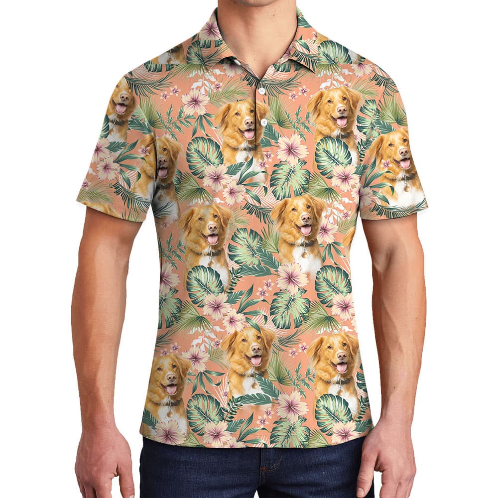 Custom Photo Men's Floral Polo Shirt4