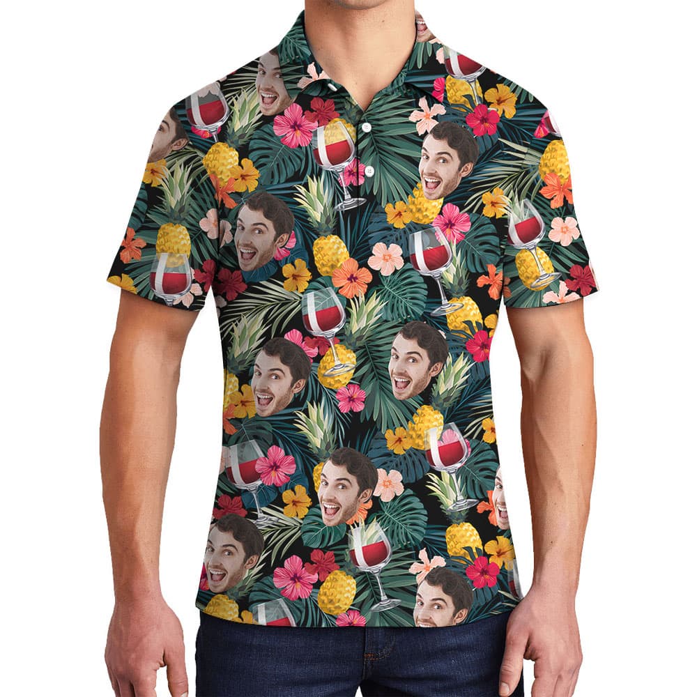 Custom Photo Tropical Polo Shirts For Wine Lovers4