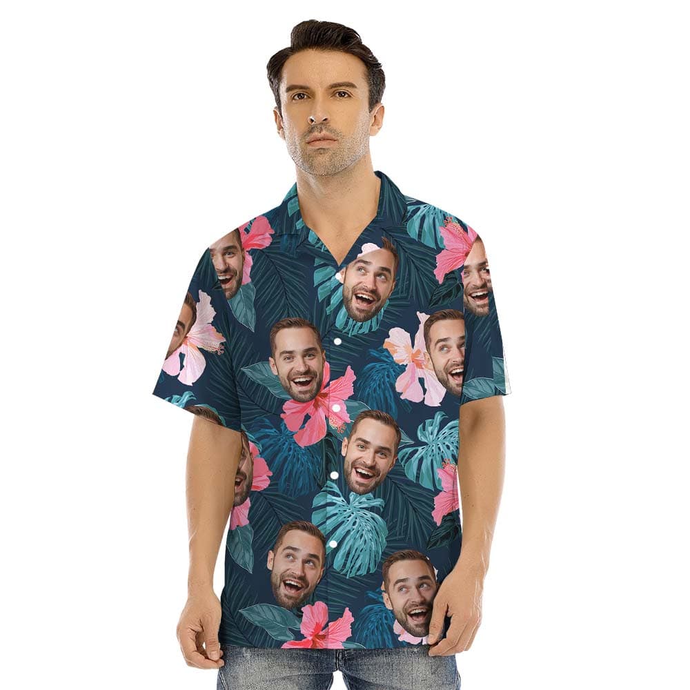 Custom Tropical Matching Hawaiian Shirt And Dress With Faces1