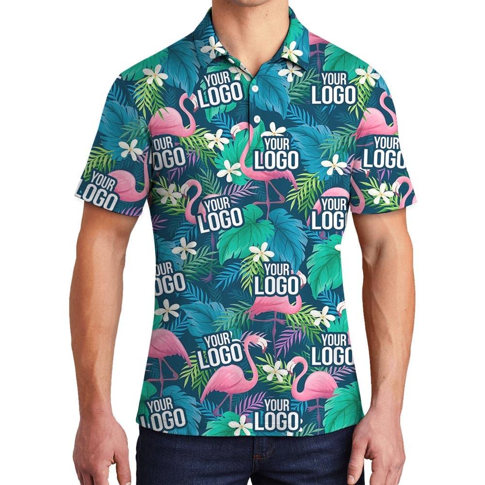 Custom Your Logo Hawaiian Polo Shirt For Men