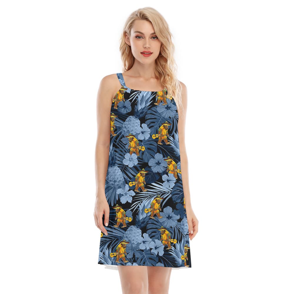 Cute Mexican Sasquatch Tropical Pineapple Cami Dress For Women
