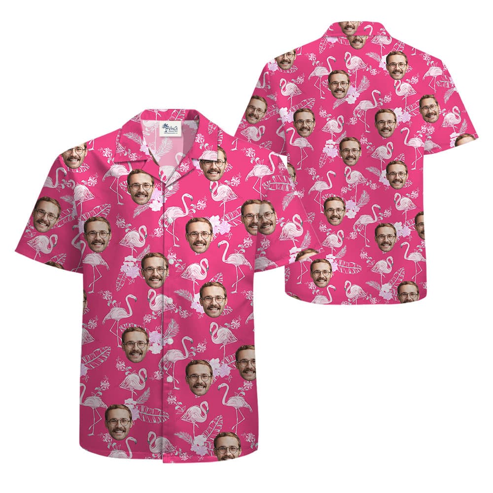 Flamingo Pink Hawaiian Shirt With Multiple Faces1
