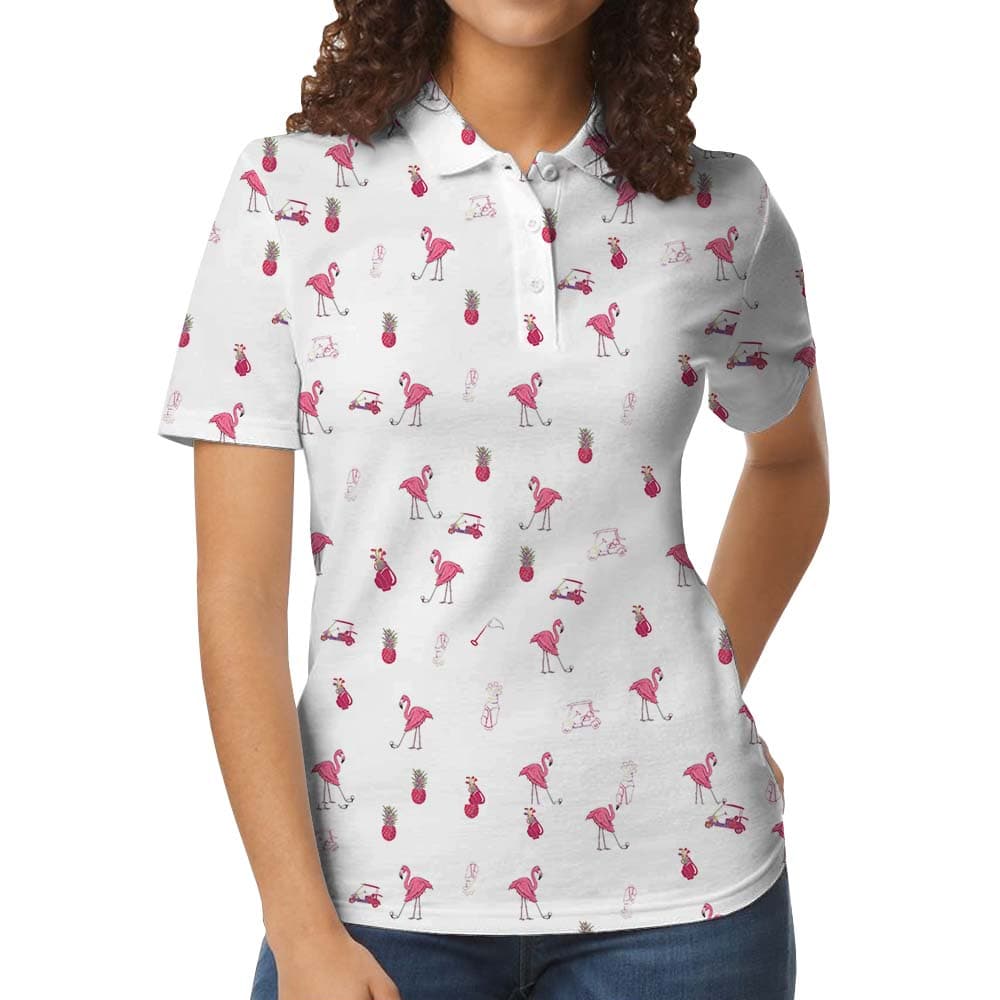 Flocking Flamingos Golf Women's Polos3