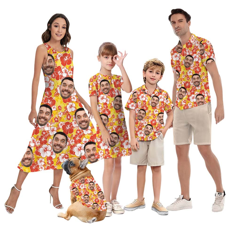 Floral Custom Matching Hawaiian Outfit With Multiple Faces1