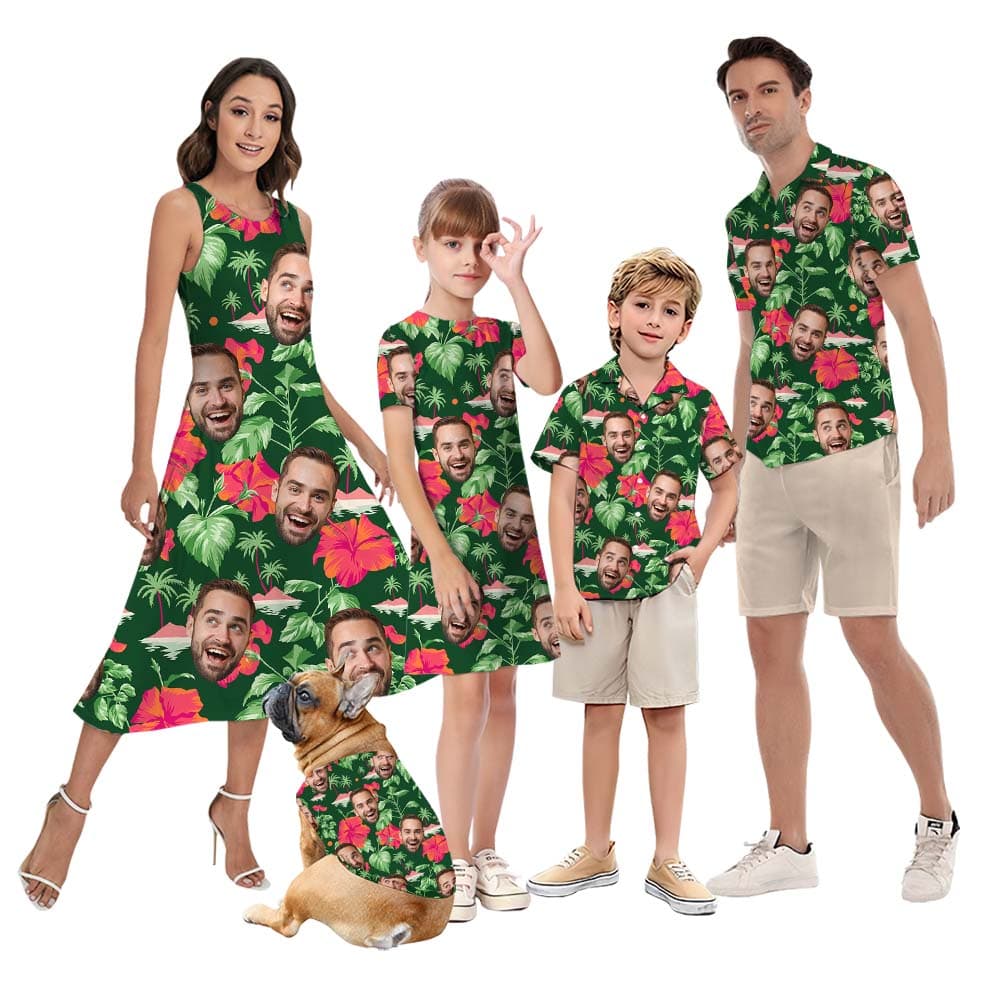 Floral His And Hers Tropical Outfits With Custom Face1