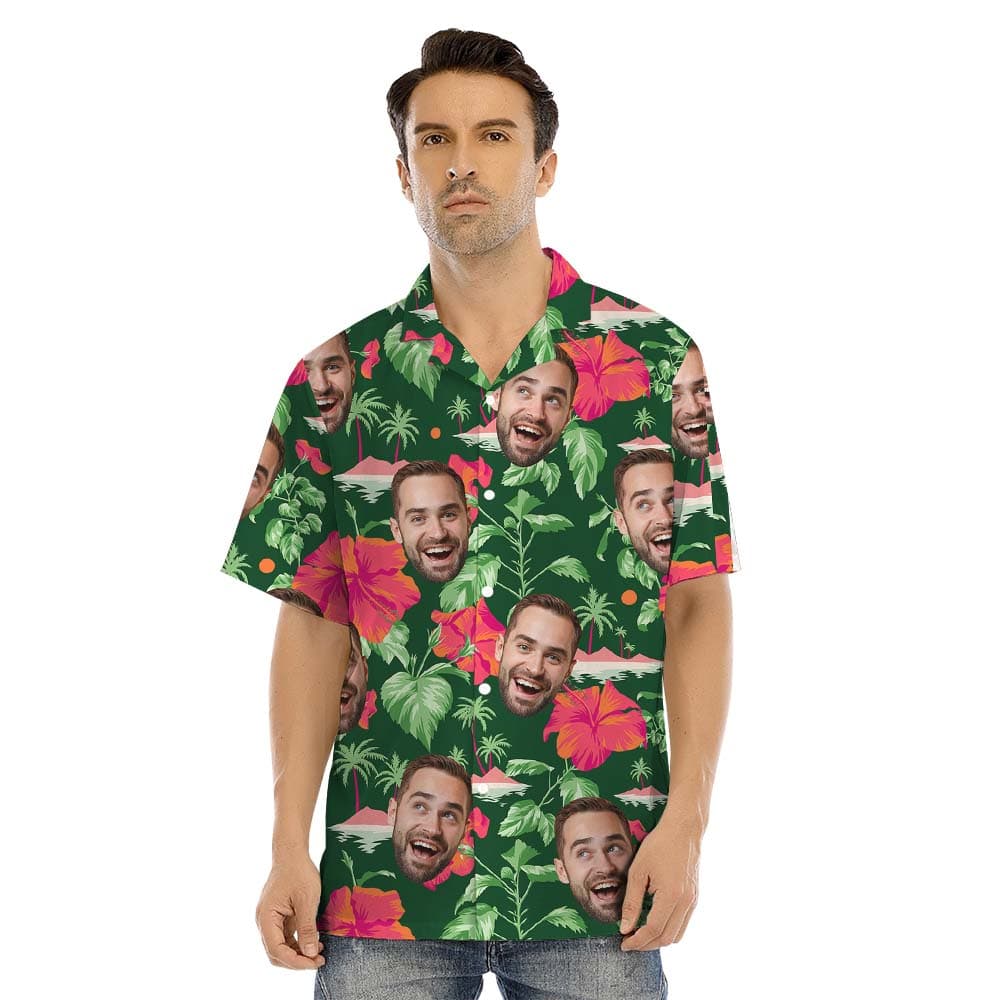 Floral His And Hers Tropical Outfits With Custom Face1