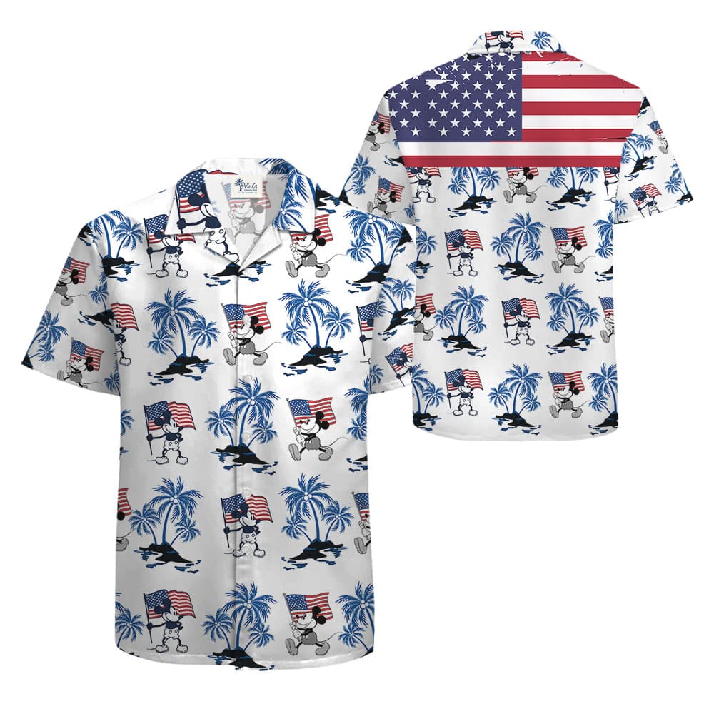 Fourth Of July Mickey Steamboat Willie Men's Hawaiian Shirt1