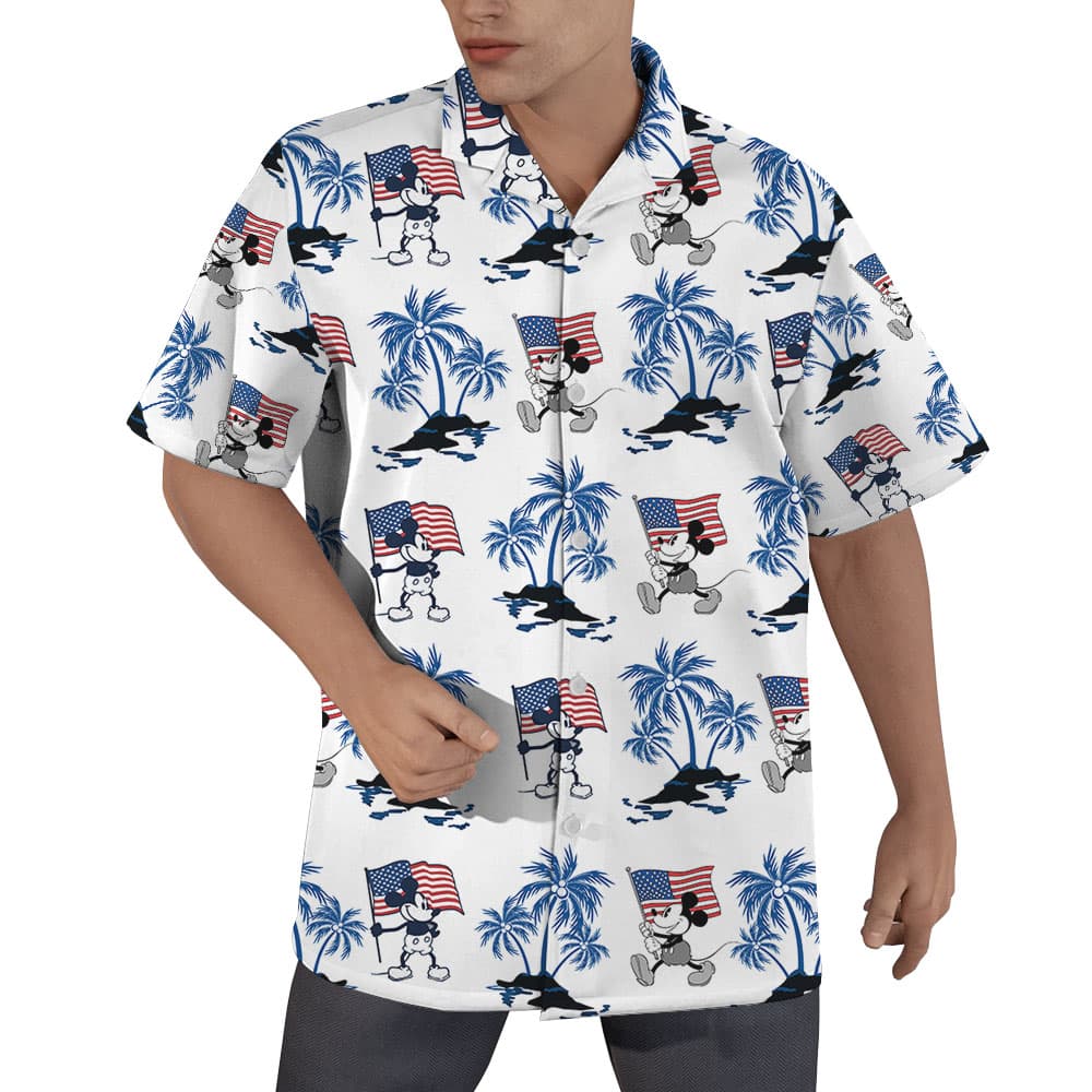 Fourth Of July Mickey Steamboat Willie Men's Hawaiian Shirt1