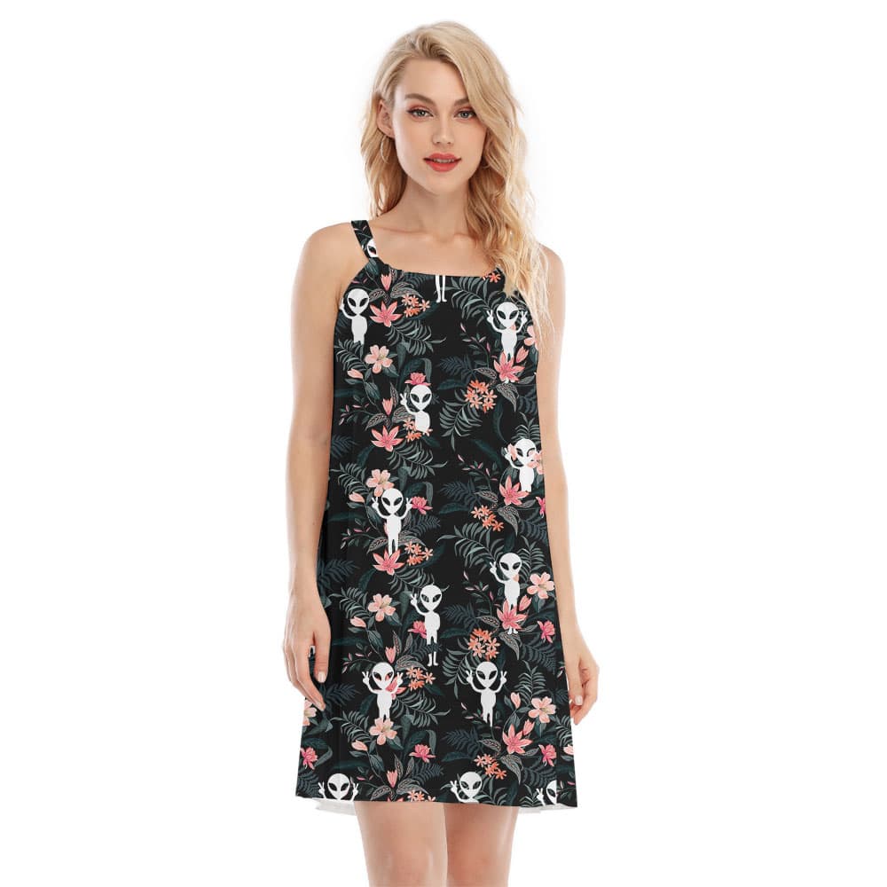 Funny Alien Tropical Women's Cami Dress1