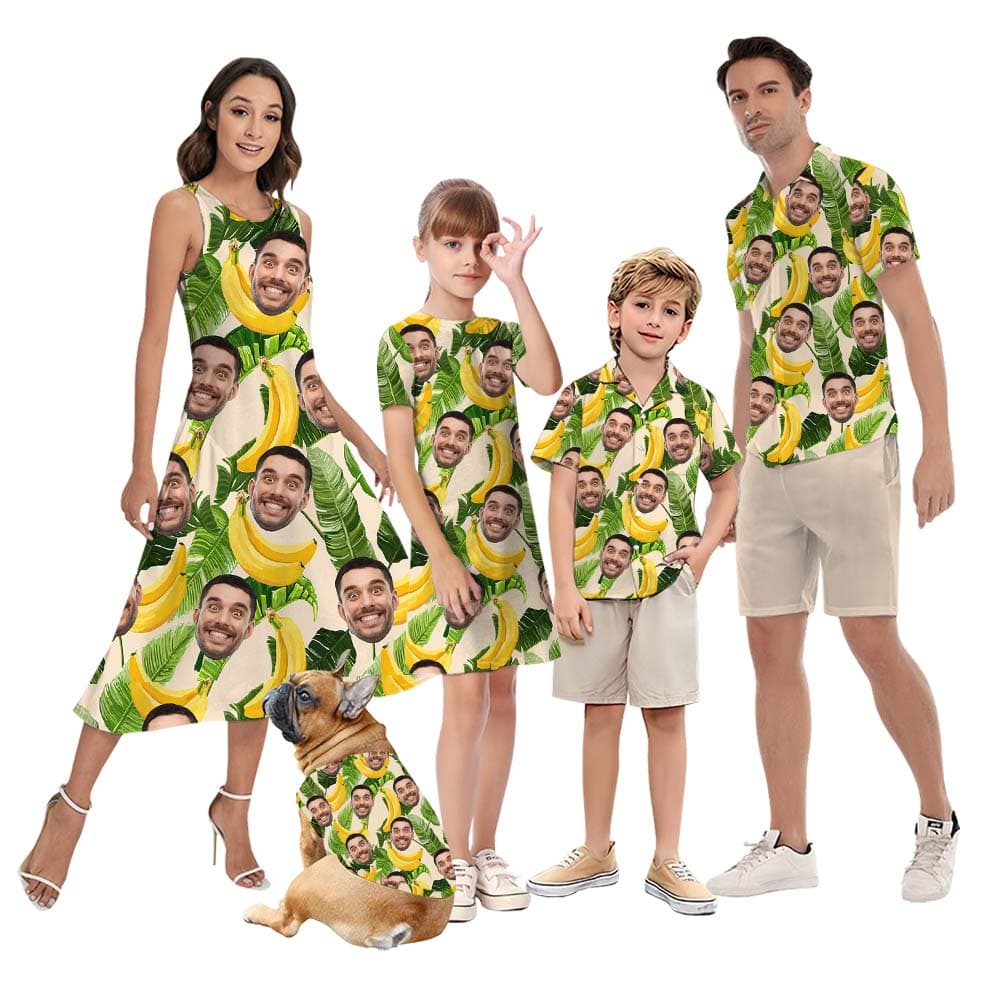 Funny Banana Family Matching Hawaiian Shirt With Faces1