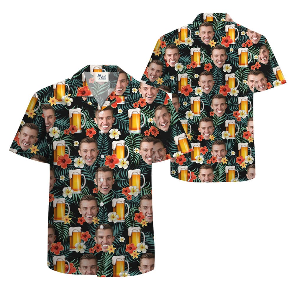 Funny Beer Tropical Hawaiian Shirt With Custom Face1