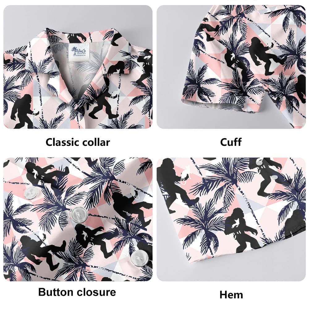 Funny Bigfoot And Cat Tropical Palm Tree Hawaiian Shirt