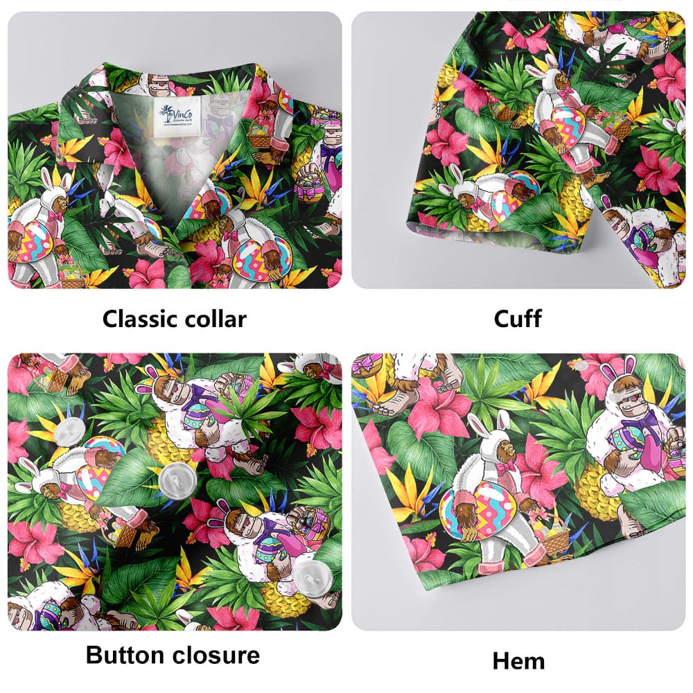 Funny Bigfoot Easter Eggs Tropical Hawaiian Shirt