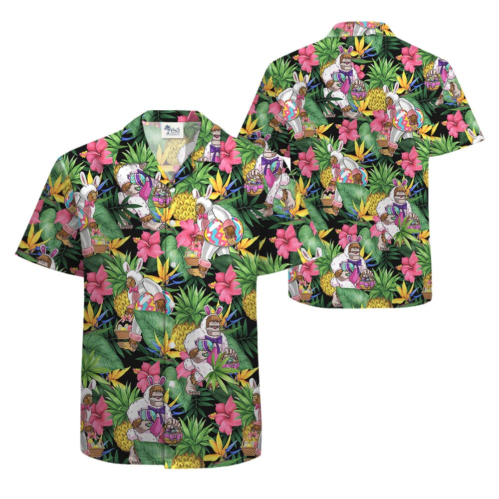 Funny Bigfoot Easter Eggs Tropical Hawaiian Shirt