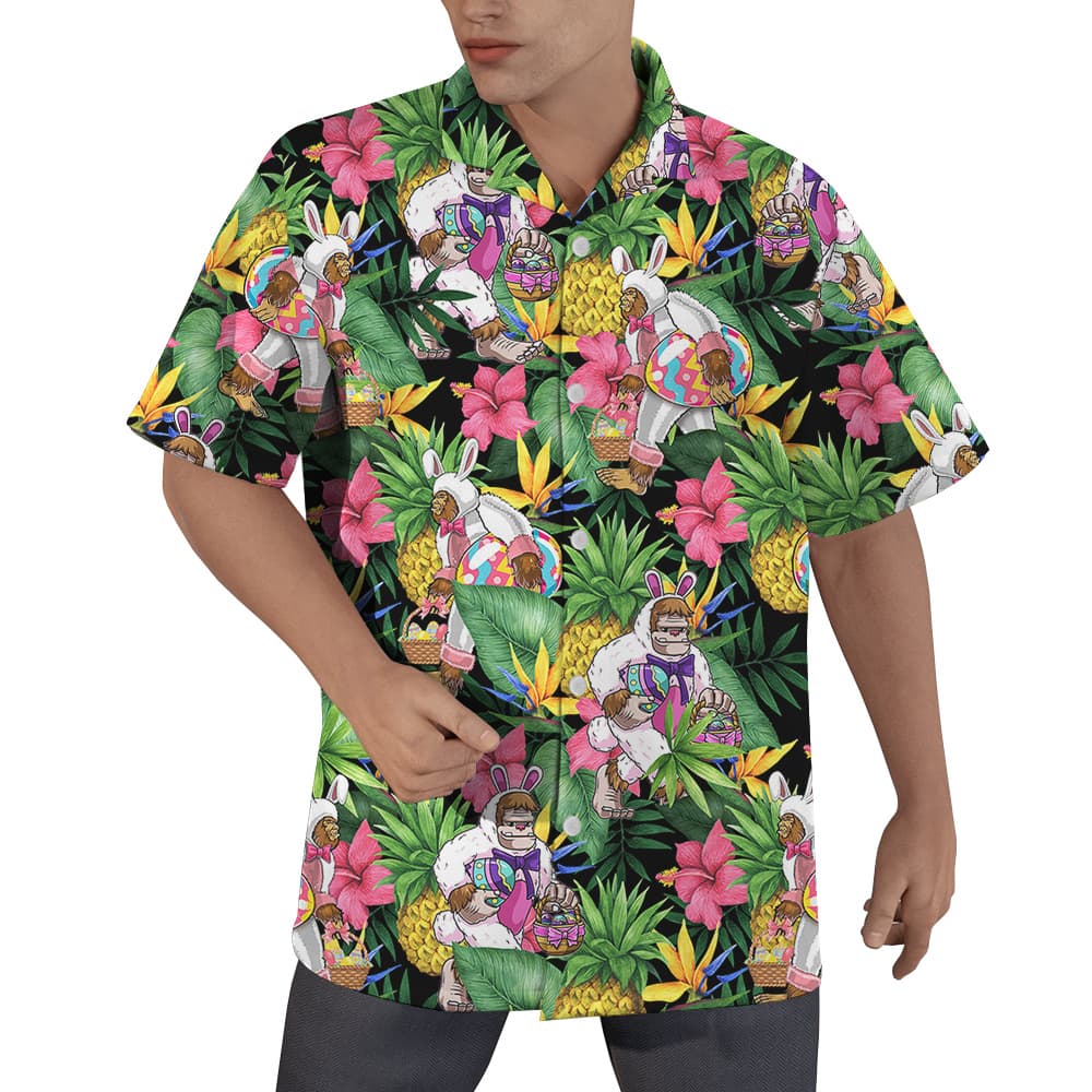 Funny Bigfoot Easter Eggs Tropical Hawaiian Shirt (5)