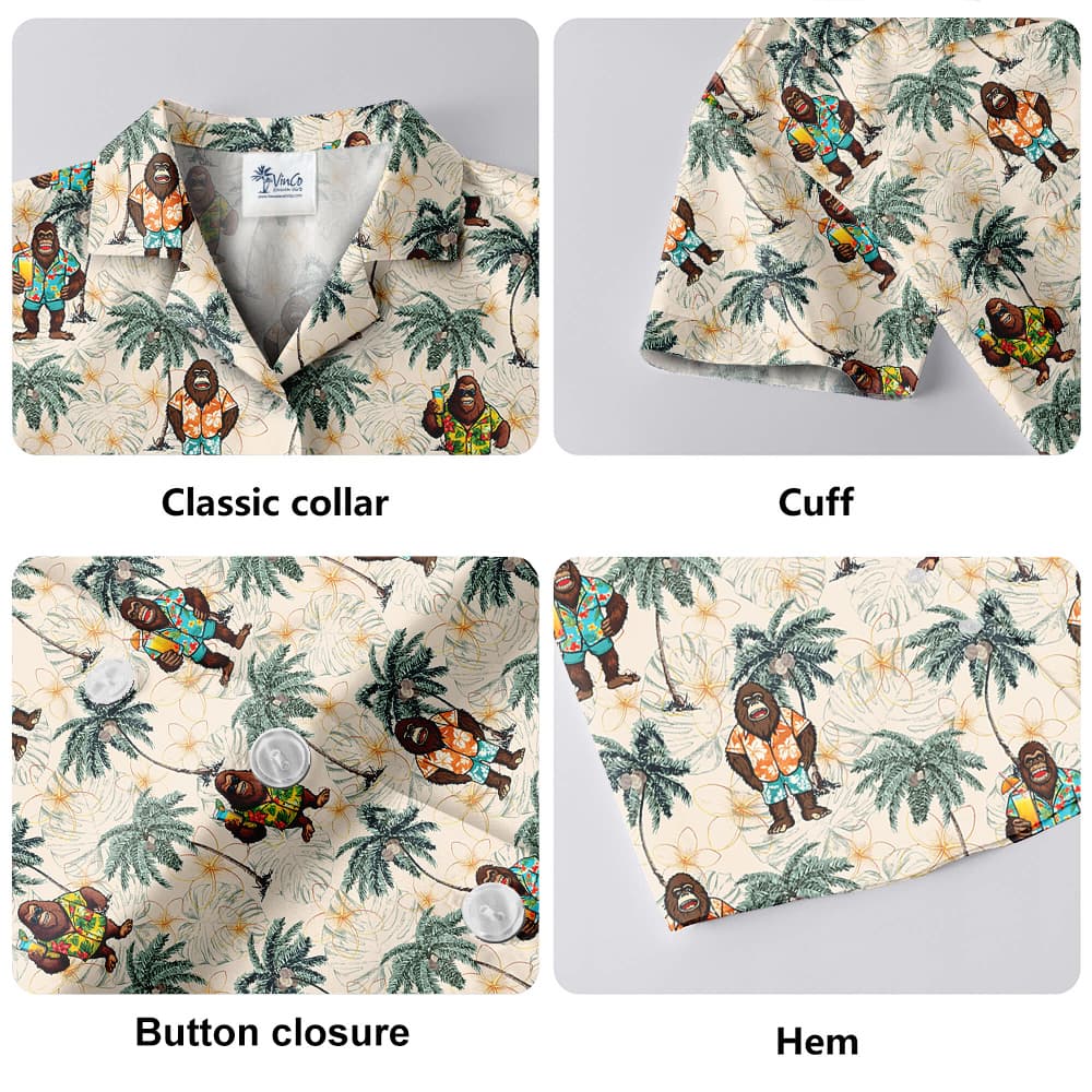 Funny Bigfoot Vacation Tropical Hawaiian Shirt
