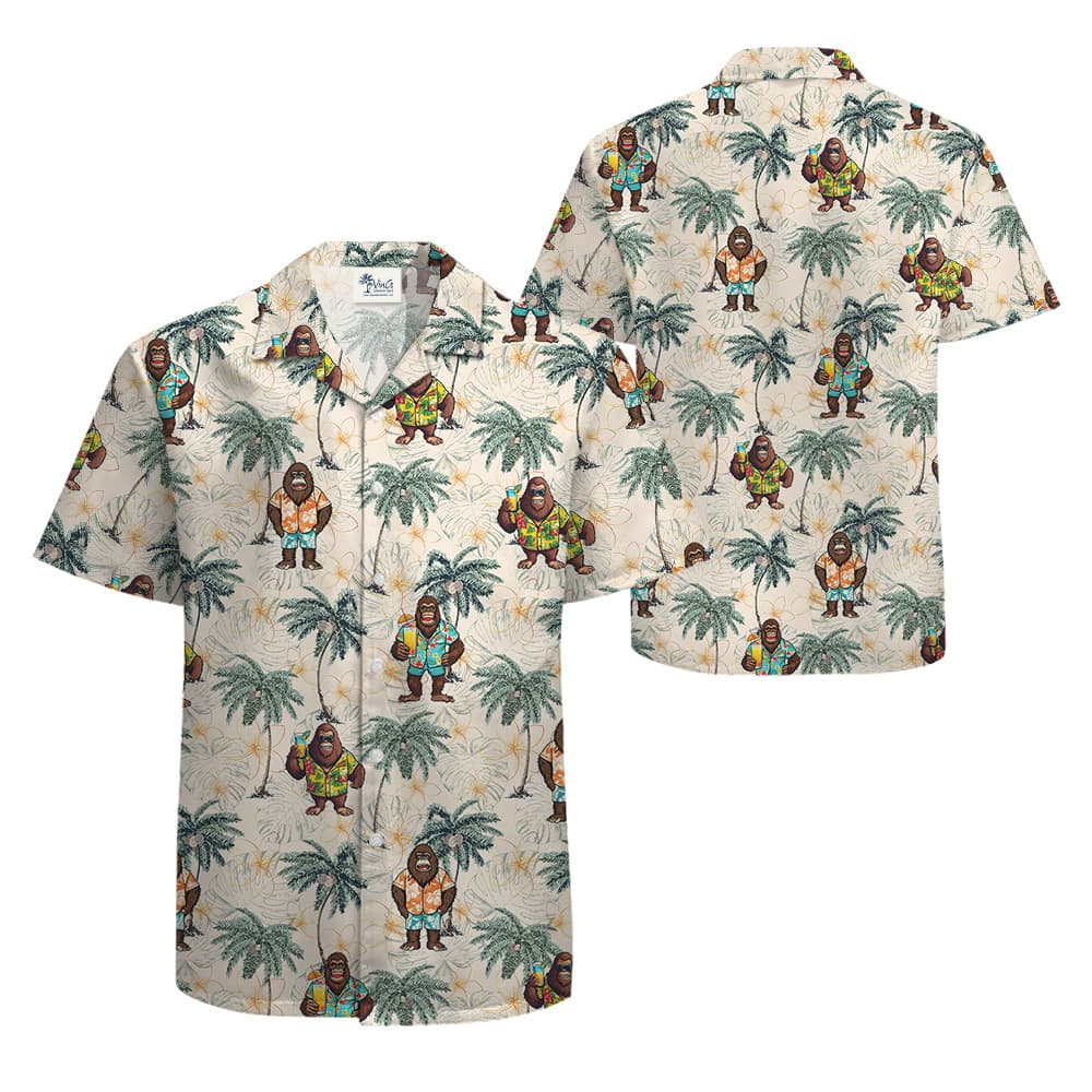 Funny Bigfoot Vacation Tropical Hawaiian Shirt
