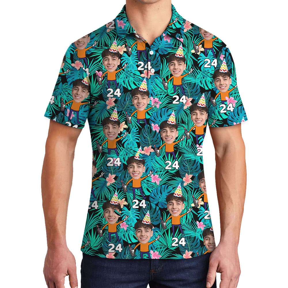 Funny Birthday Boy Hawaiian Polo Shirts With Faces4