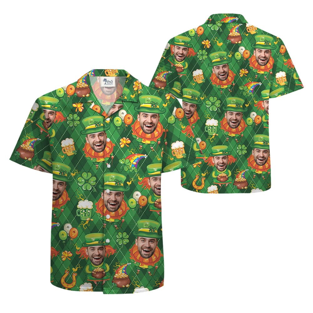 Funny Custom Face St Patricks Day Hawaiian Men Shirts2