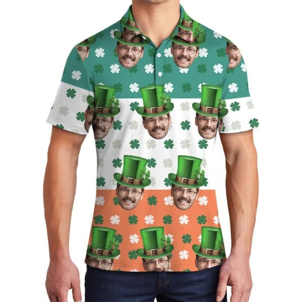 Funny Custom Saint Patrick Day Polo For Men With Multiple Faces