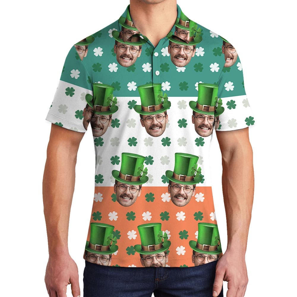 Funny Custom Saint Patrick Day Polo For Men With Multiple Faces