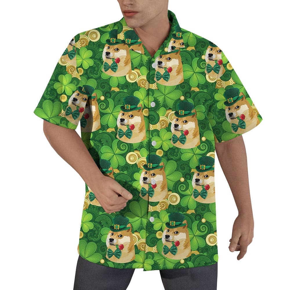 Funny Doge Meme St Patrick Day Hawaiian Shirt For Men