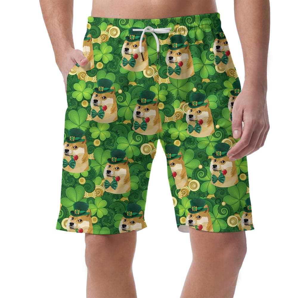 Funny Doge Saint Patrick Day Men's Hawaiian Shorts