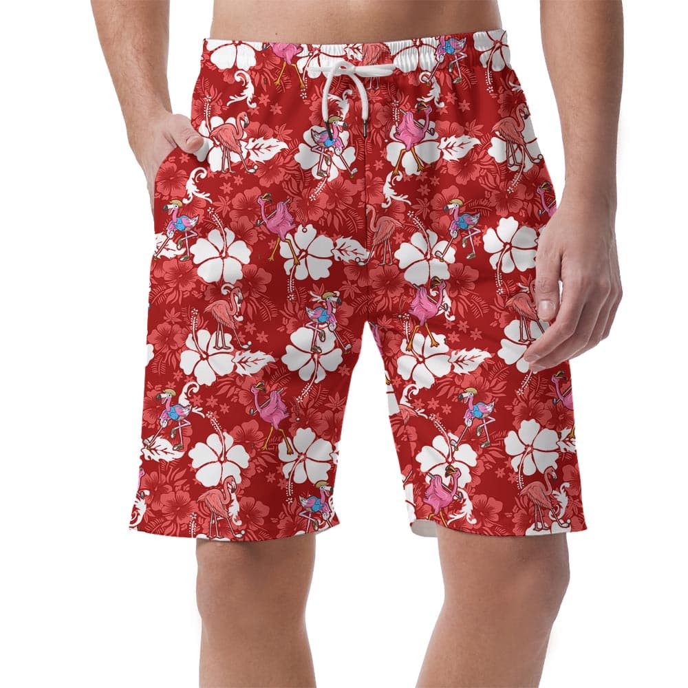 Funny Flamingo Golf Hawaiian Shorts For Men