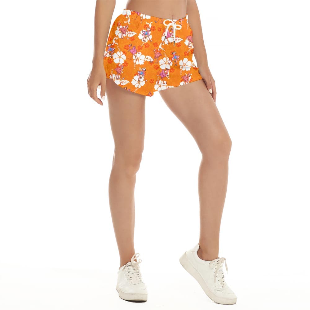 Funny Flamingo Playing Golf Hawaiian Shorts For Women
