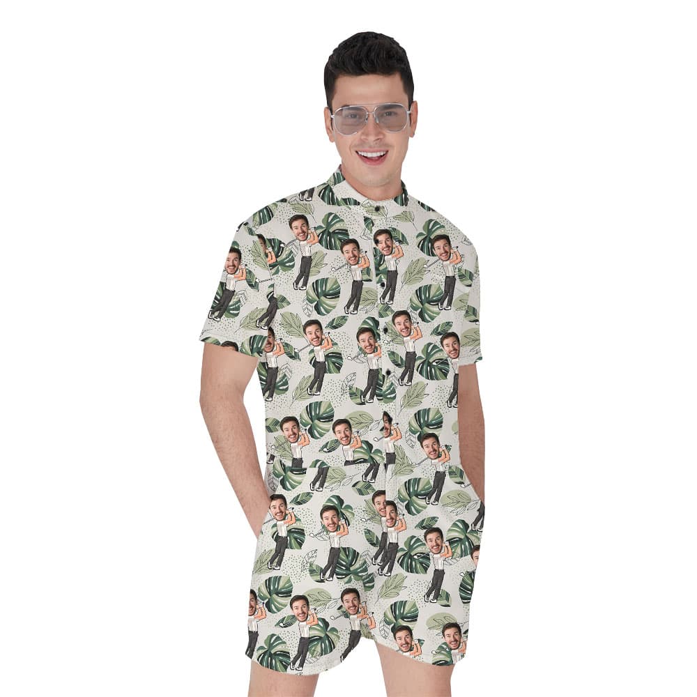 Funny Golfer Men's Romper With Custom Faces1