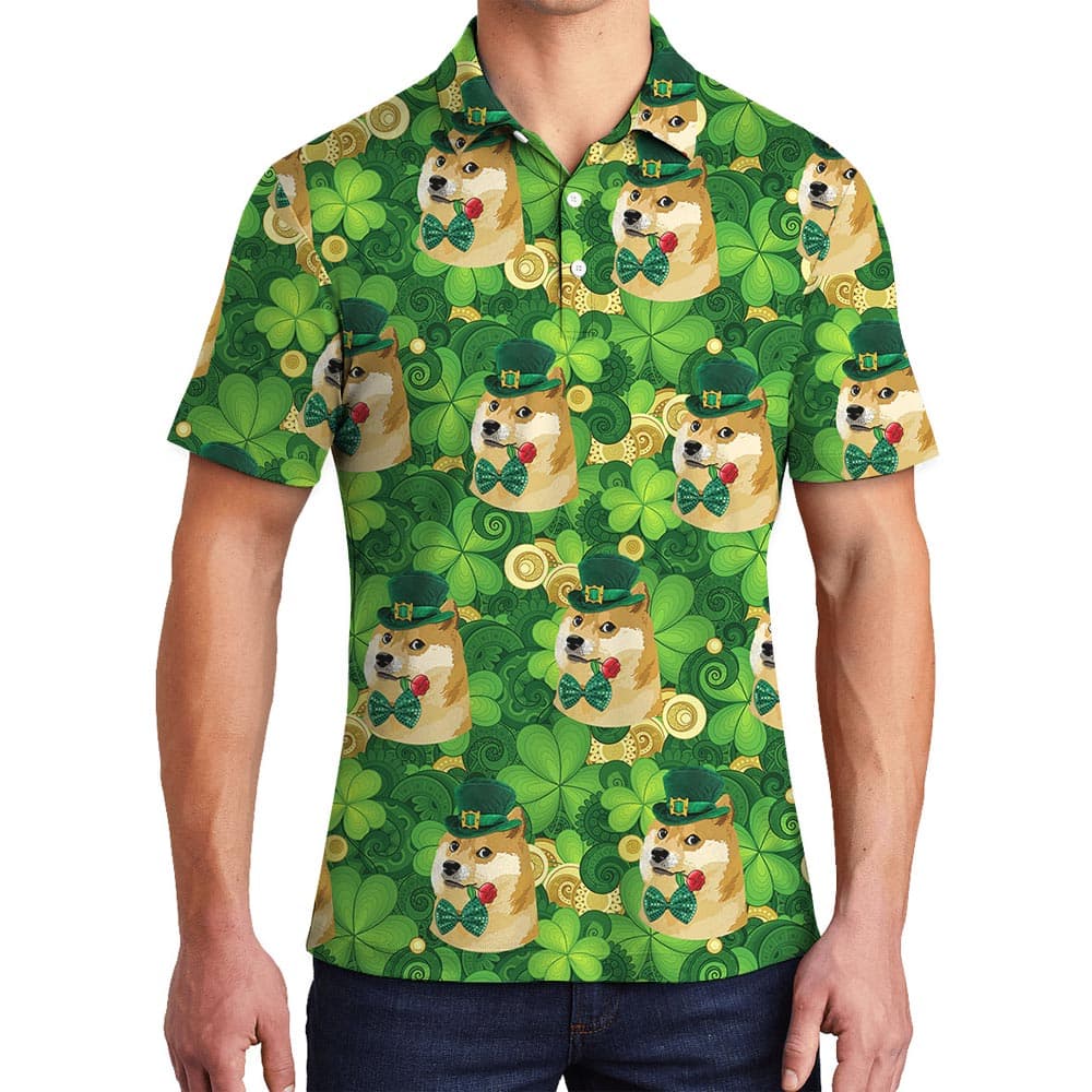 Funny Saint Patrick Day Hawaiian Polo Shirt For Men