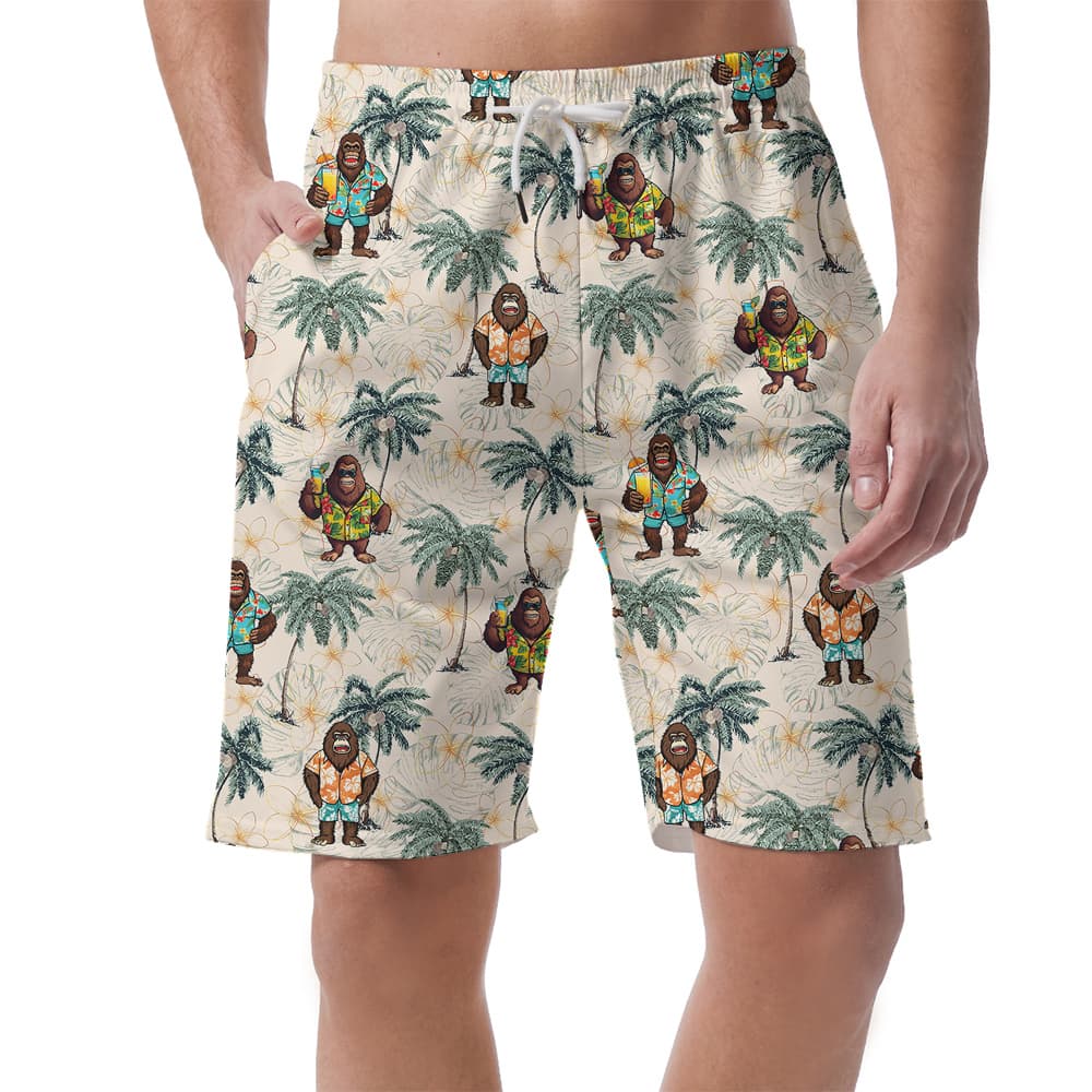 Funny Vacation Sasquatch Hawaiian Beach Shorts For Men