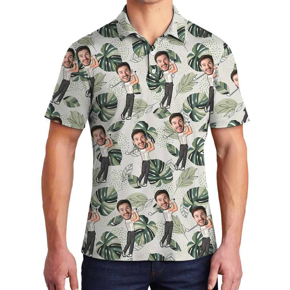 Golf Men's Polo Shirt With Funny Custom Face Golfer4