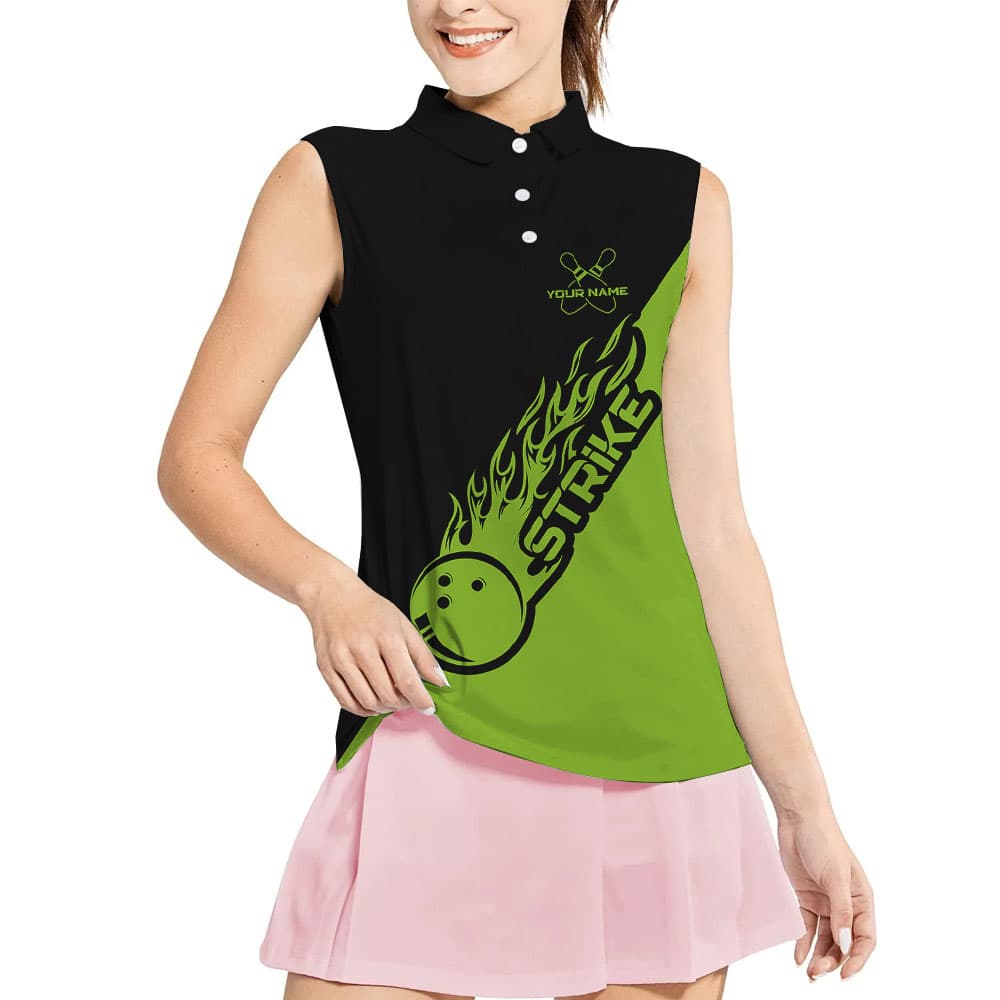 Green Personalized Bowling Sleeveless Shirt With Names1