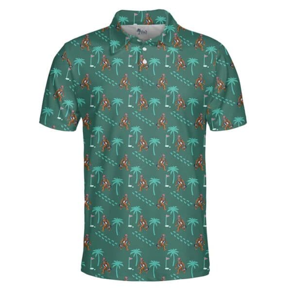 Green Tropical Bigfoot Golf Collared Shirt1
