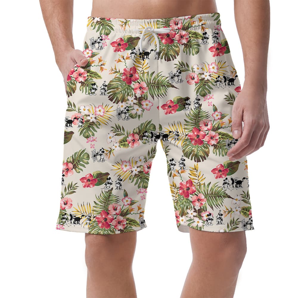 Hawaiian Summer Mickey 1928 Vibrant Floral Shorts For Men1