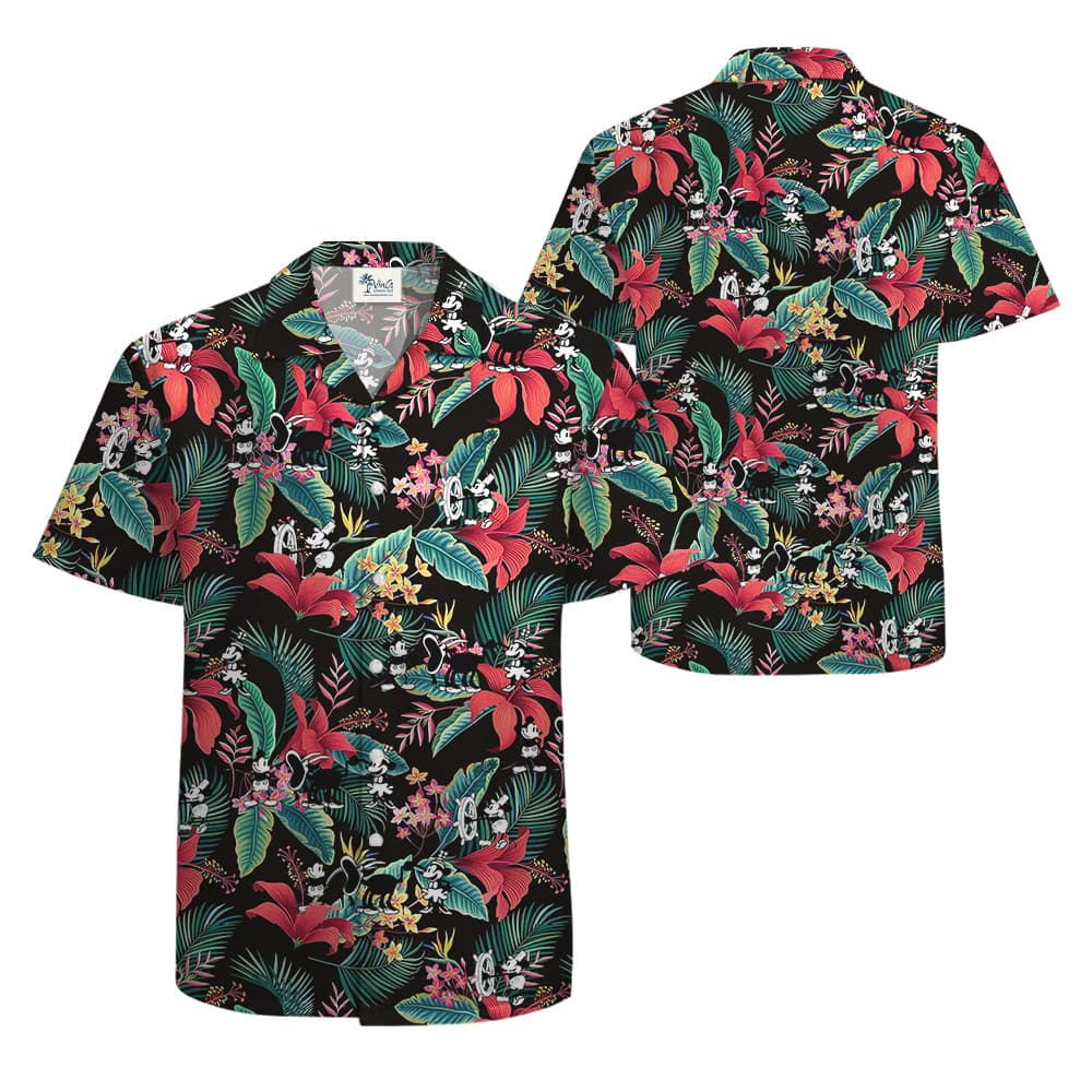 Hibiscus Tropical Mickey Steamboat Willie Movie Hawaiian Shirt