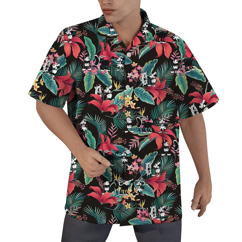 Hibiscus Tropical Mickey Steamboat Willie Movie Hawaiian Shirt (2)