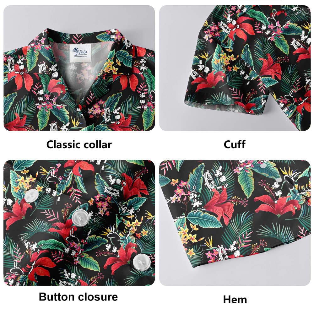 Hibiscus Tropical Mickey Steamboat Willie Movie Hawaiian Shirt