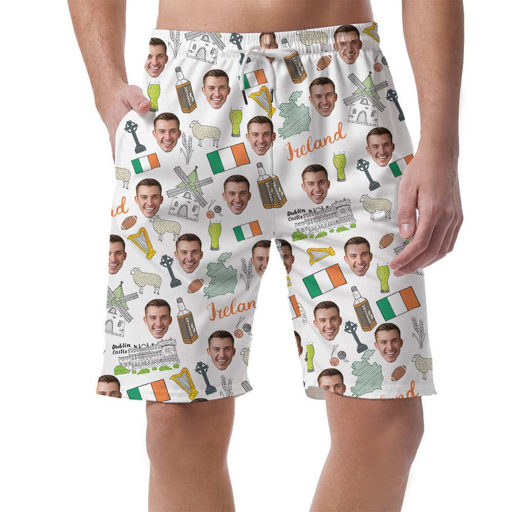 Irish Saint Patrick Day Men's Hawaiian Shorts With Custom Photo1