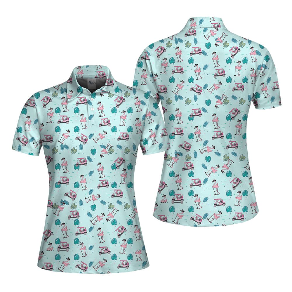 Light Blue Flamingo Golf Women's Collared Shirt4