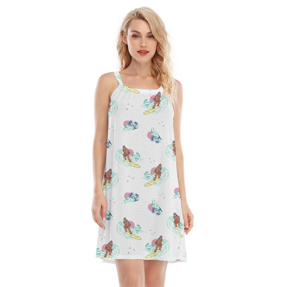 Lovely Bigfoot Surfing Hawaiian Cami Dress For Women