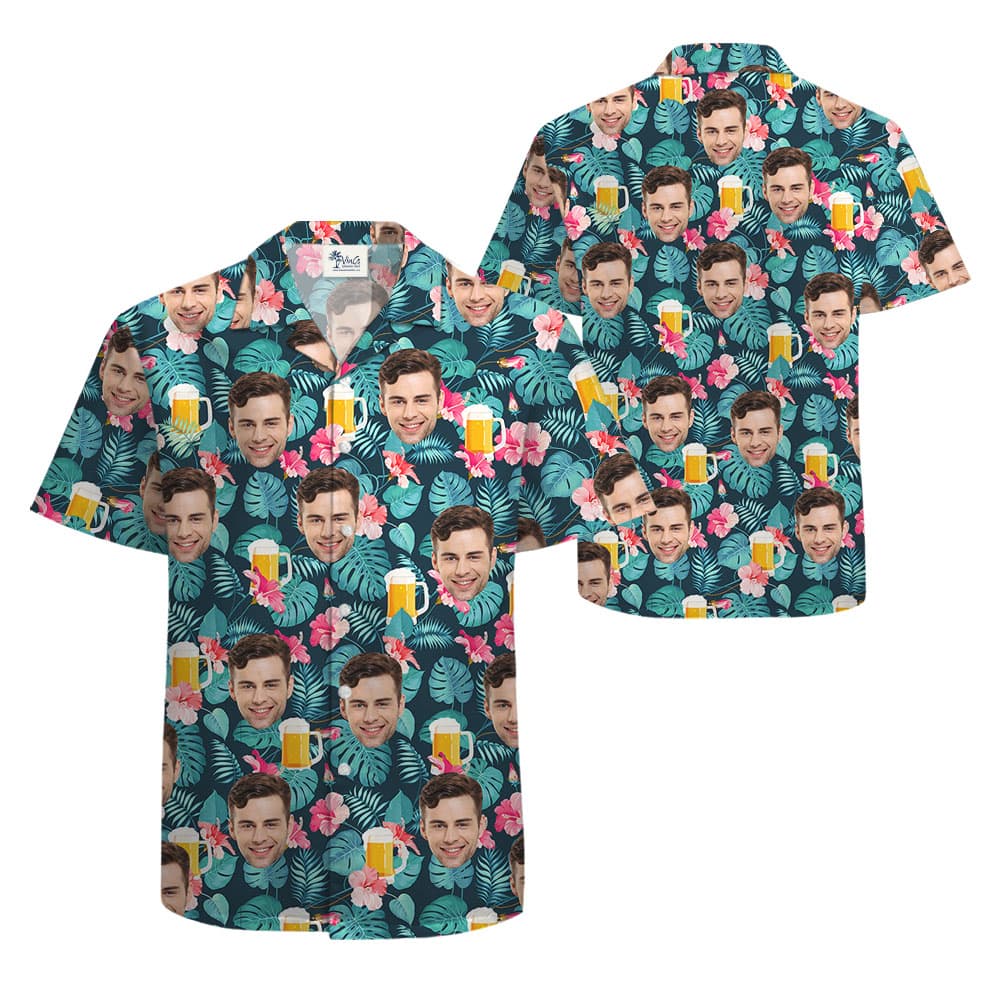 Men's Beer Pattern Hawaiian Shirt With Photos1