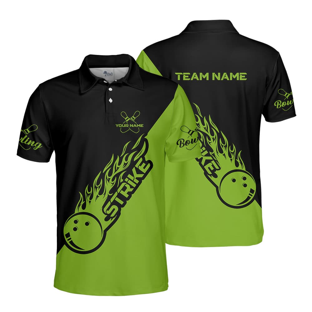 Men's Bowling Team Personalized Collared Shirt Green1