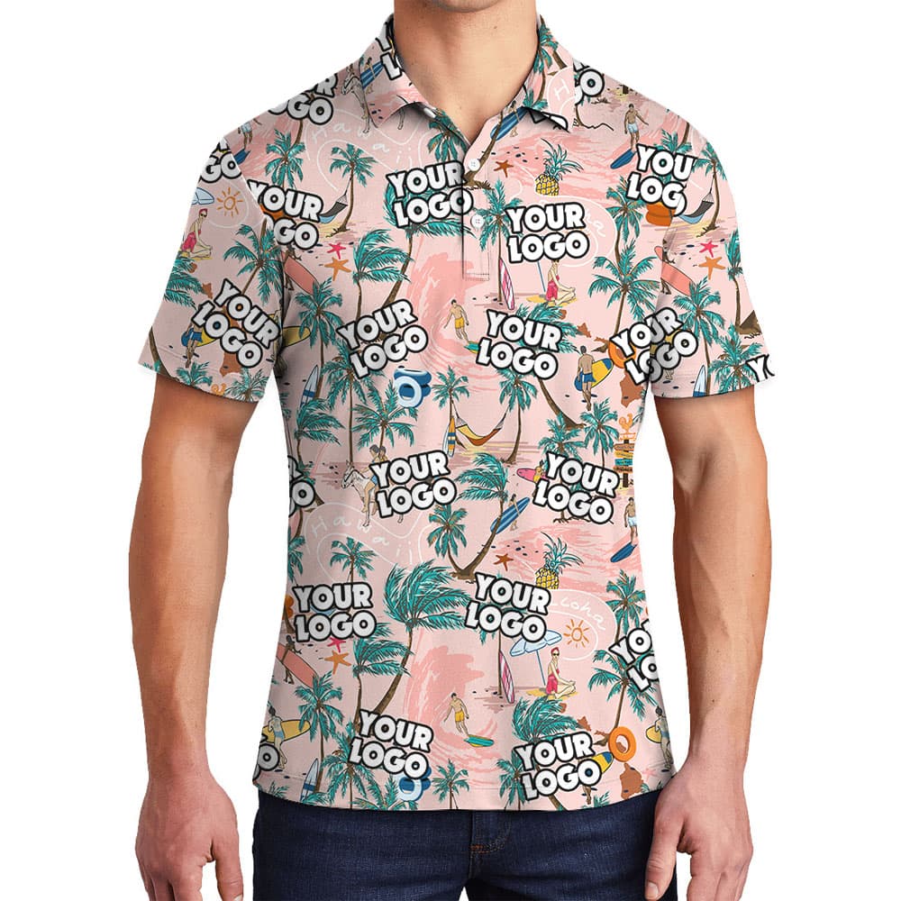 Men's Hawaiian Polo Beach Shirt With Logos4
