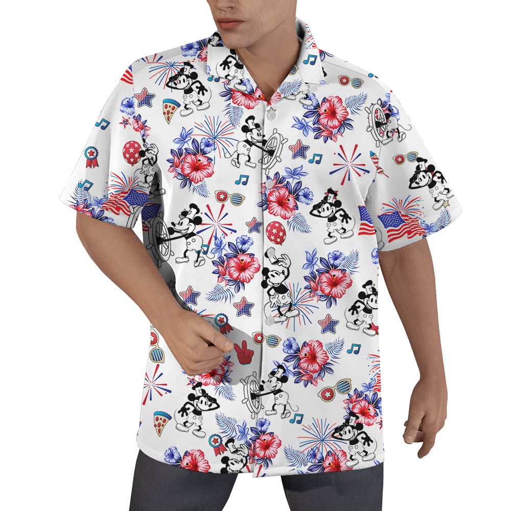 Mickey Mouse Steamboat Willie 4th Of July Hawaiian Shirt1